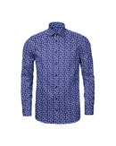 Image of a Navy-Blue & White Satin Prints Giza Cotton Shirting Fabric