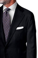 Image of a Navy-Blue & White Worsted Checks Merino Wool Blazers Fabric