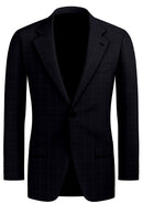 Image of a Navy-Blue & White Worsted Checks Merino Wool Blazers Fabric