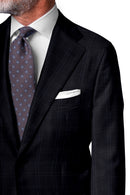 Image of a Navy-Blue & White Worsted Checks Merino Wool Blazers Fabric