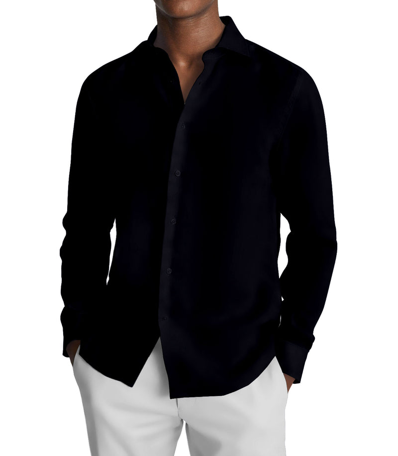 Image of a Navy-Blue Knit Solids Giza Cotton Shirting Fabric