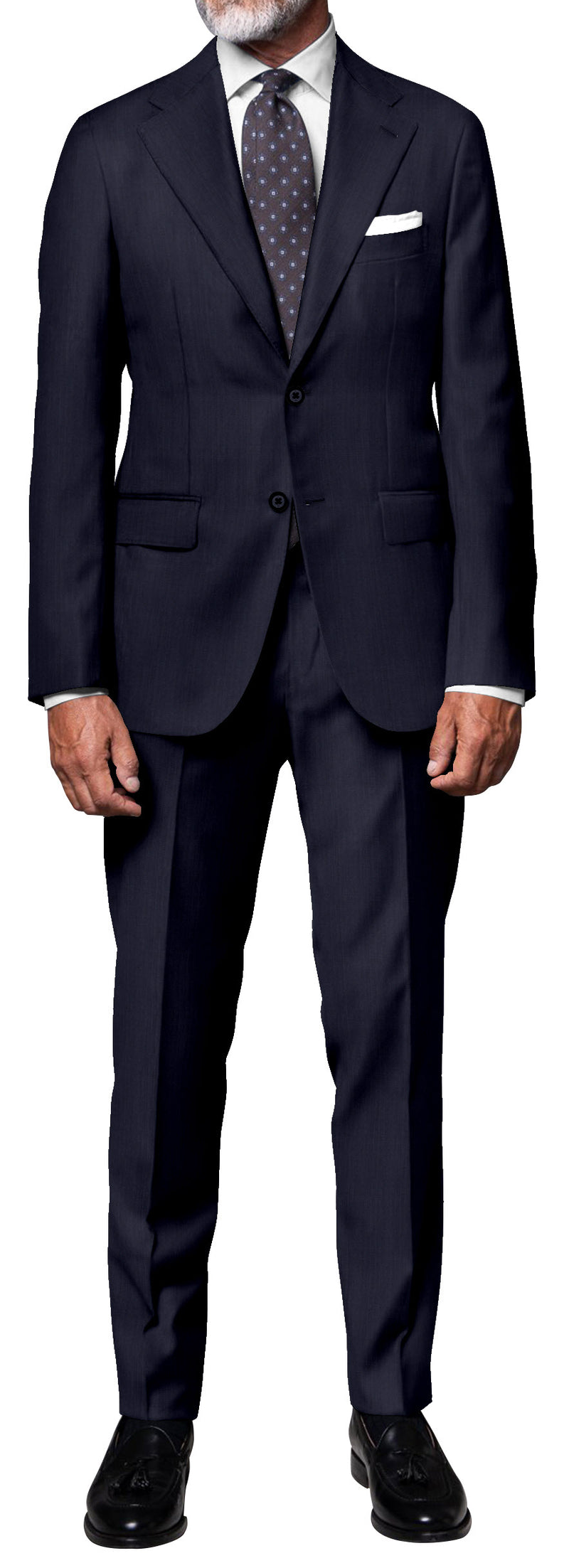 Image of a Navy-Blue Worsted Herring Bone Merino Wool Blazers Fabric