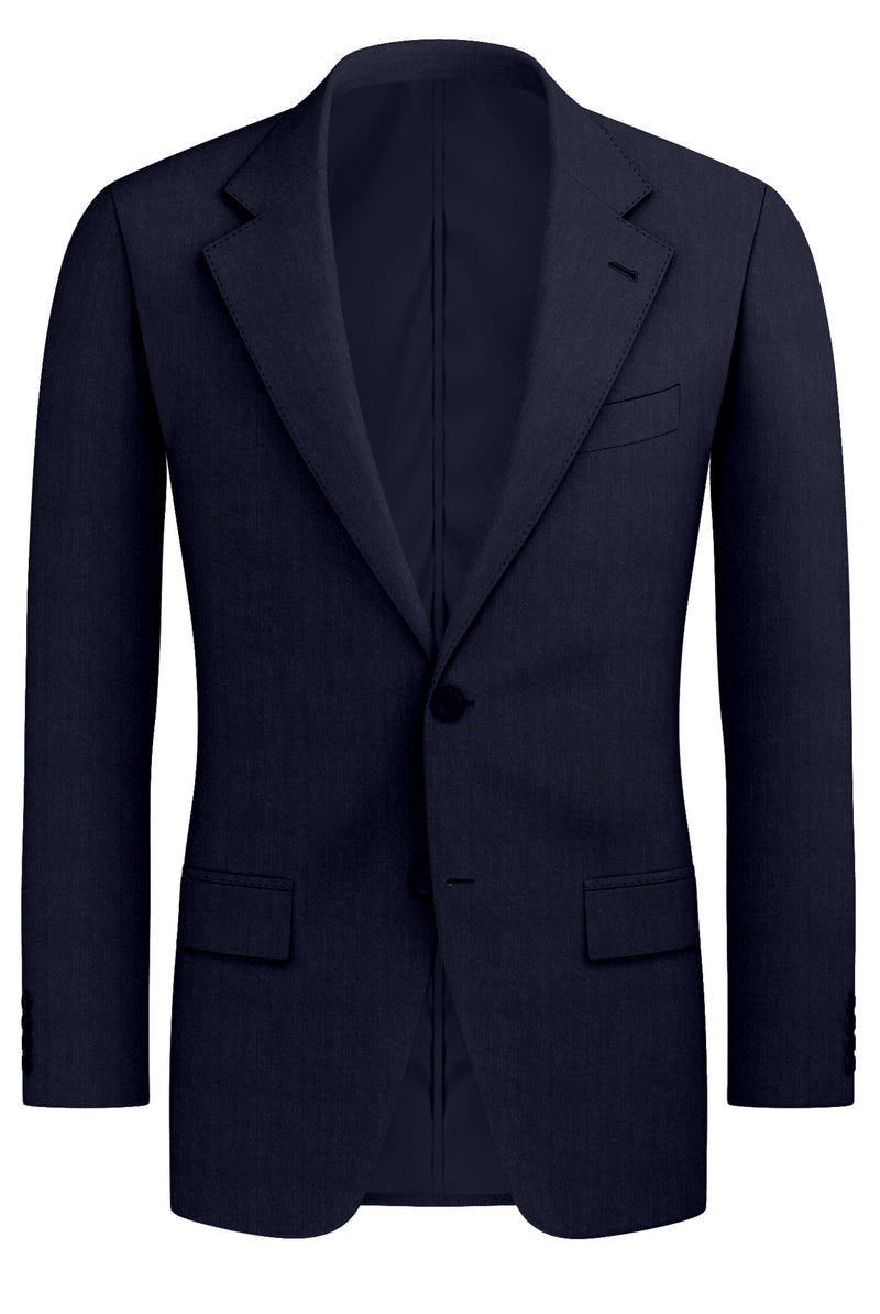 Image of a Navy-Blue Worsted Micropattern Merino Wool Blazers Fabric
