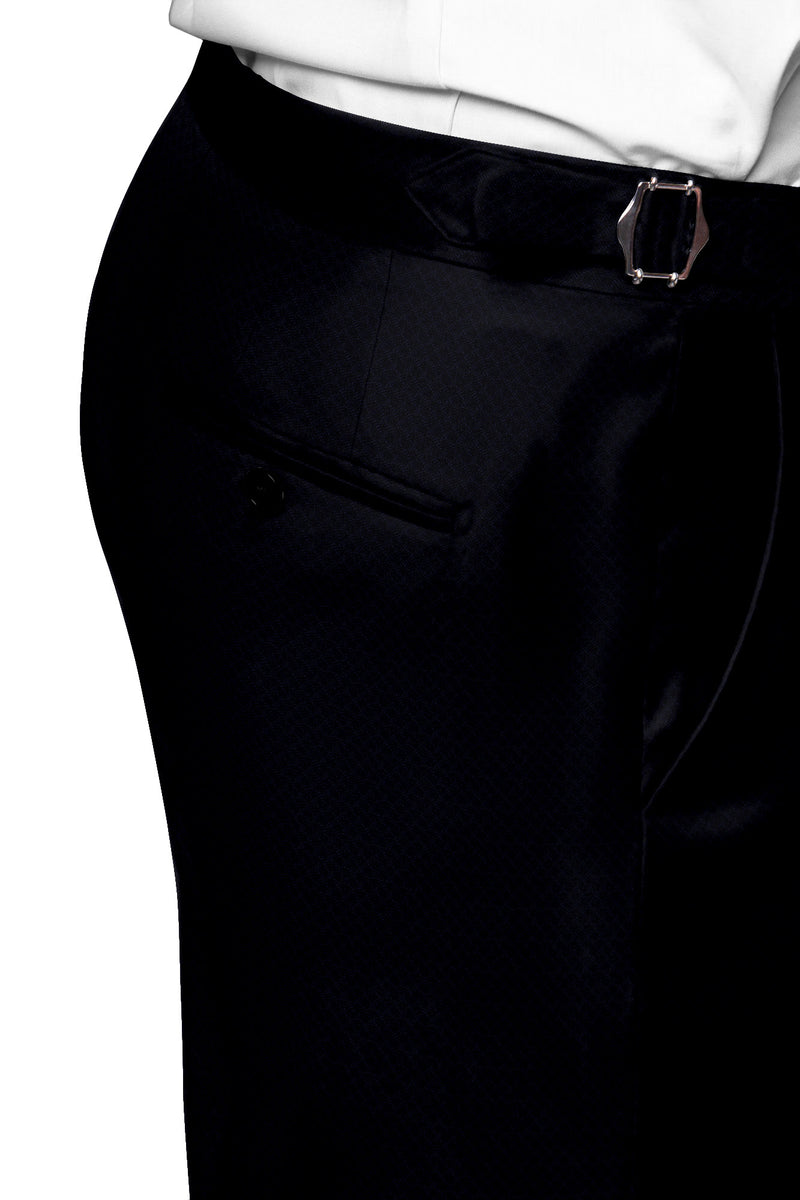 Image of a Navy-Blue Worsted Micropattern Merino Wool Pants Fabric