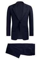 Image of a Navy-Blue Worsted Micropattern Merino Wool Suiting Fabric