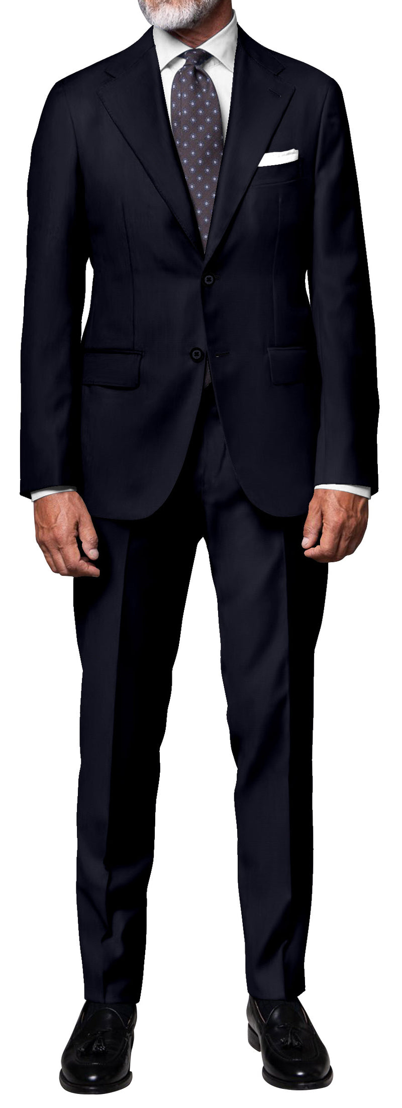 Image of a Navy-Blue Worsted Solids Merino Wool Suiting Fabric