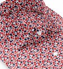 Image of a Orange & Blue Poplin Prints Giza Cotton Shirting Fabric