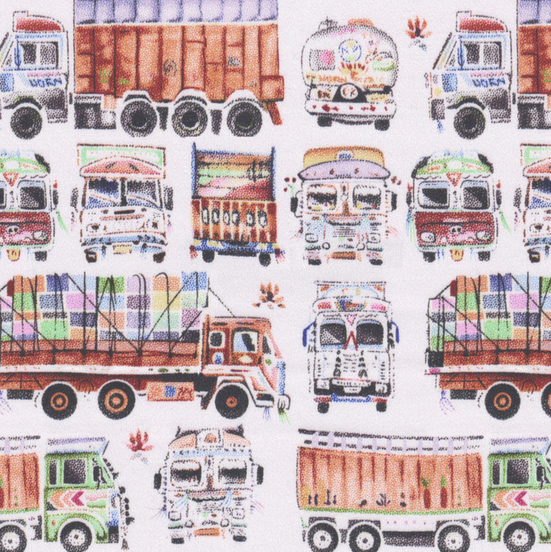 Image of a Orange & Lime Satin Prints Giza Cotton Shirting Fabric
