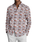 Image of a Orange & Lime Satin Prints Giza Cotton Shirting Fabric