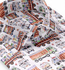 Image of a Orange & Lime Satin Prints Giza Cotton Shirting Fabric