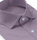 Image of a Orange & Navy-Blue Poplin Prints Giza Cotton Shirting Fabric