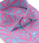 Image of a Pink & Sky-Blue End on End Prints Cotton Linen Blend Shirting Fabric