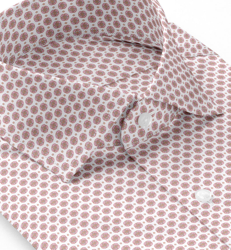 Image of a Pink & Turquoise Satin Prints Giza Cotton Shirting Fabric