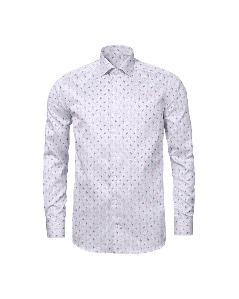 Image of a Pink & White Poplin Prints Giza Cotton Shirting Fabric