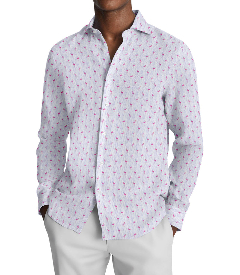 Image of a Pink & White Poplin Prints Giza Cotton Shirting Fabric