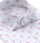 Image of a Pink & White Poplin Prints Giza Cotton Shirting Fabric