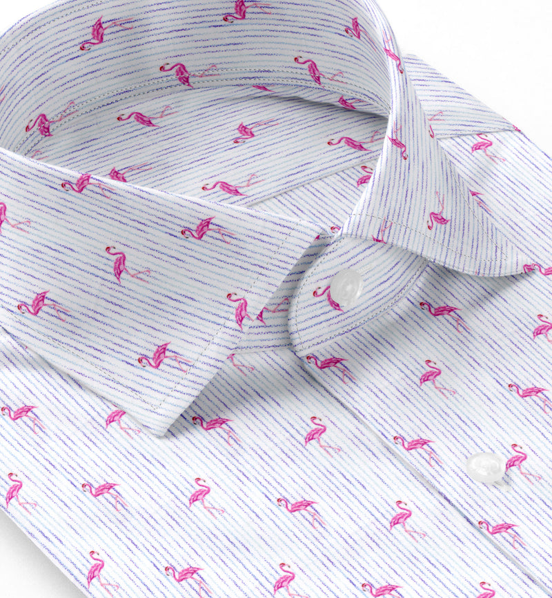 Image of a Pink & White Poplin Prints Giza Cotton Shirting Fabric