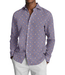 Image of a Purple & Orange Poplin Prints Giza Cotton Shirting Fabric