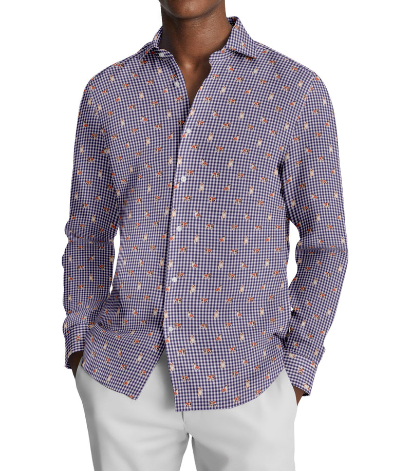 Image of a Purple & Orange Poplin Prints Giza Cotton Shirting Fabric
