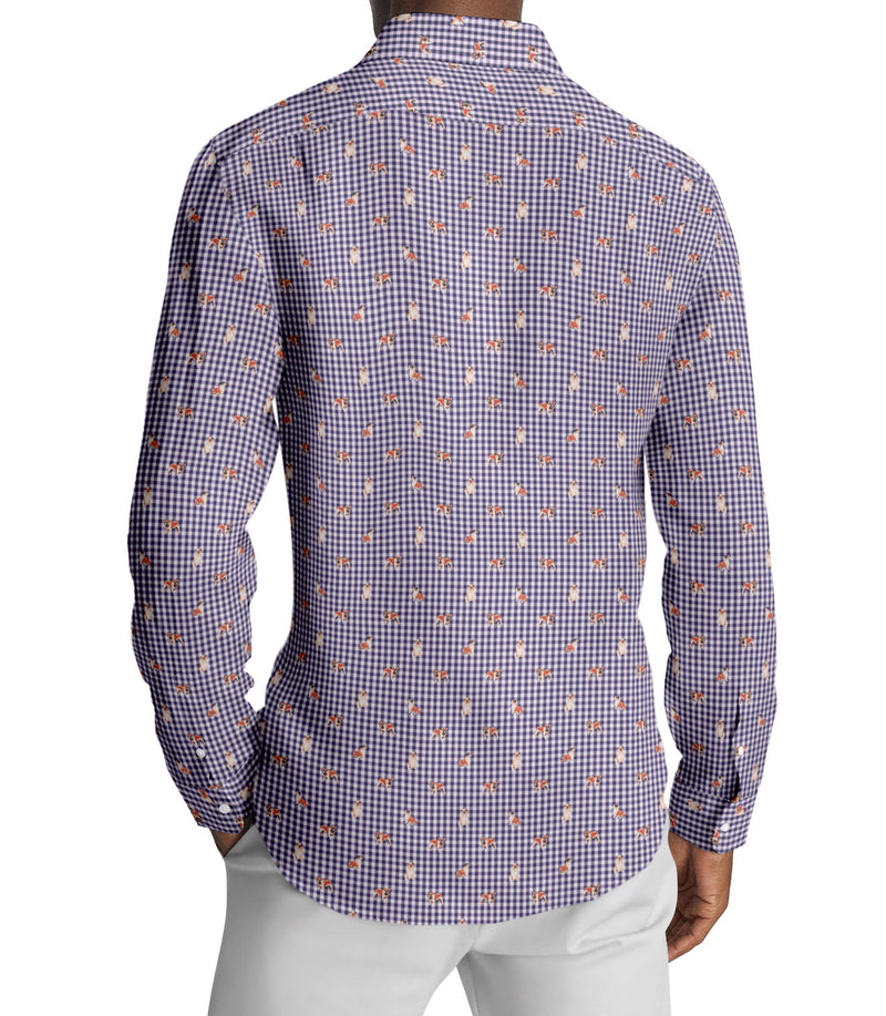 Image of a Purple & Orange Poplin Prints Giza Cotton Shirting Fabric