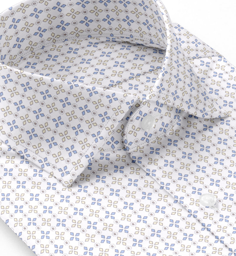 Image of a Purple & White Satin Prints Giza Cotton Shirting Fabric
