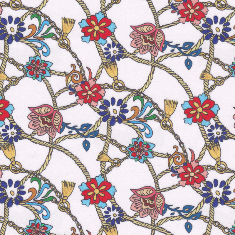 Image of a Red & Blue Satin Prints Giza Cotton Shirting Fabric
