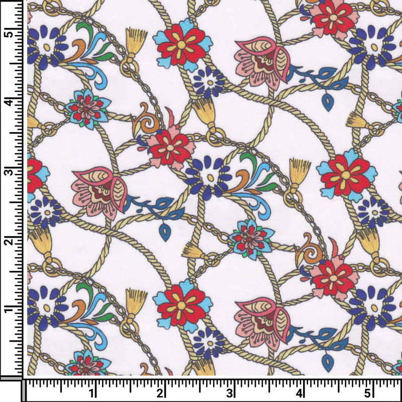 Image of a Red & Blue Satin Prints Giza Cotton Shirting Fabric