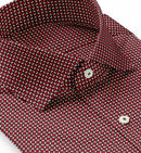 Image of a Red & Brown Satin Prints Giza Cotton Shirting Fabric