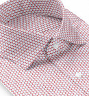 Image of a Red & White Satin Prints Giza Cotton Shirting Fabric