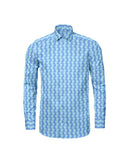 Image of a Sky-Blue & Blue End on End Prints Cotton Linen Blend Shirting Fabric