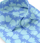 Image of a Sky-Blue & Blue End on End Prints Cotton Linen Blend Shirting Fabric