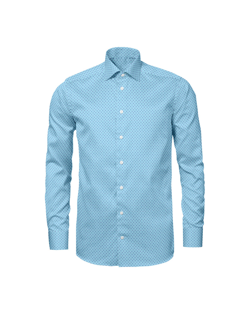 Image of a Sky-Blue & Blue Poplin Prints Giza Cotton Shirting Fabric