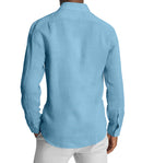 Image of a Sky-Blue & Blue Poplin Prints Giza Cotton Shirting Fabric