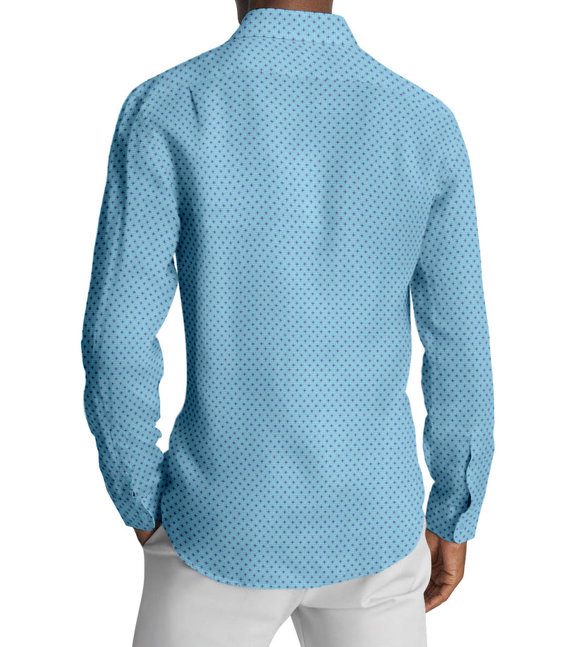 Image of a Sky-Blue & Blue Poplin Prints Giza Cotton Shirting Fabric