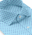 Image of a Sky-Blue & Blue Poplin Prints Giza Cotton Shirting Fabric