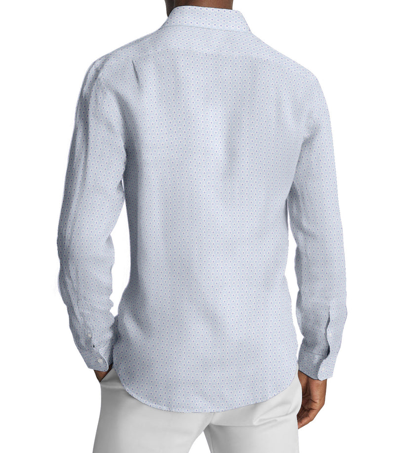 Image of a Sky-Blue & Blue Satin Prints Giza Cotton Shirting Fabric