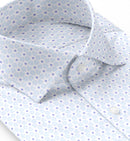Image of a Sky-Blue & Blue Satin Prints Giza Cotton Shirting Fabric