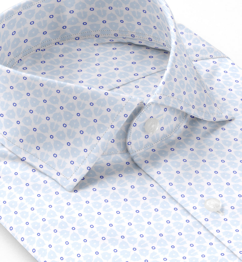 Image of a Sky-Blue & Blue Satin Prints Giza Cotton Shirting Fabric