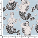 Image of a Sky-Blue & Charcoal End on End Prints Cotton Linen Blend Shirting Fabric