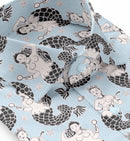 Image of a Sky-Blue & Charcoal End on End Prints Cotton Linen Blend Shirting Fabric