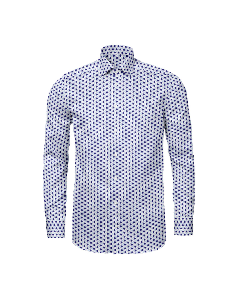 Image of a Sky-Blue & Navy-Blue Poplin Prints Giza Cotton Shirting Fabric