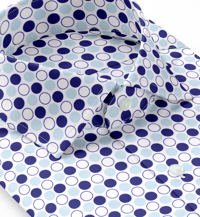 Image of a Sky-Blue & Navy-Blue Poplin Prints Giza Cotton Shirting Fabric