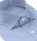 Image of a Sky-Blue & Navy-Blue Satin Prints Giza Cotton Shirting Fabric