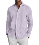 Image of a Sky-Blue & Pink End on End Prints Cotton Linen Blend Shirting Fabric