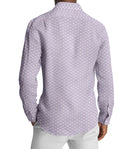 Image of a Sky-Blue & Pink End on End Prints Cotton Linen Blend Shirting Fabric