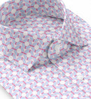 Image of a Sky-Blue & Pink End on End Prints Cotton Linen Blend Shirting Fabric