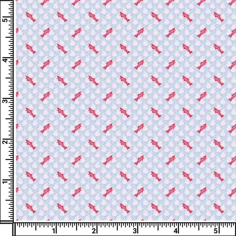 Image of a Sky-Blue & Red Poplin Prints Giza Cotton Shirting Fabric