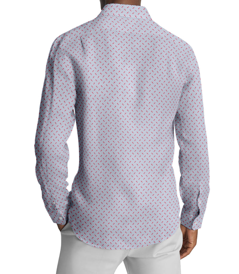 Image of a Sky-Blue & Red Poplin Prints Giza Cotton Shirting Fabric
