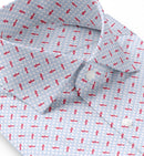 Image of a Sky-Blue & Red Poplin Prints Giza Cotton Shirting Fabric