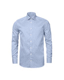 Image of a Sky-Blue & White End on End Prints Cotton Linen Blend Shirting Fabric